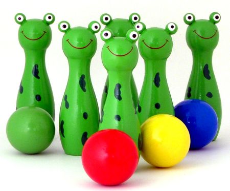 Bowling Frogs Wooden Toy Game