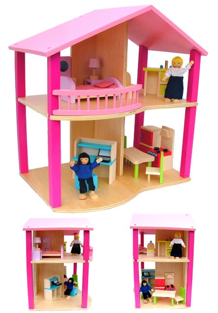 Dolls House Pink Fully Furnished