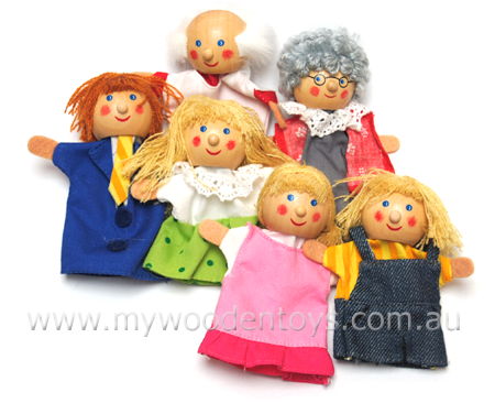 Finger Puppets Wooden Family Set