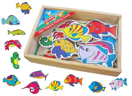 Magnetic Wooden Tropical Fishing Game