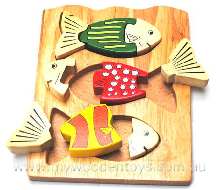 Three Fish Chunky Wooden Puzzle