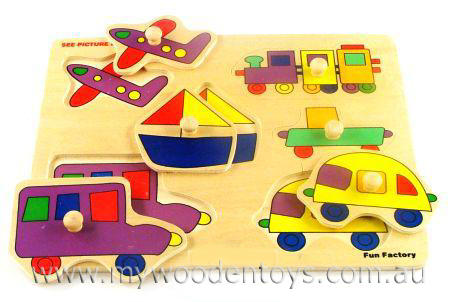 Wooden Toys Knob Puzzle Transport