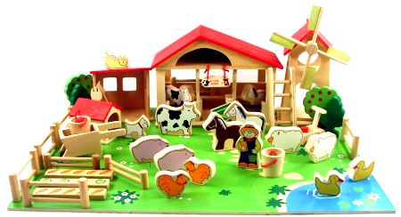 Farm Set with Windmill on a Puzzle Base