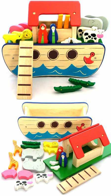 Pintoy Wooden Noahs Ark with Animals