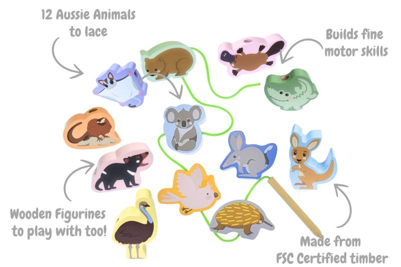 Australian Animals Threading Lacing Toy Set