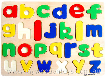 wooden lower case alphabet puzzle educational toy at my wooden toys