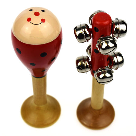 Mini Maraca Bell Stick Ladybug