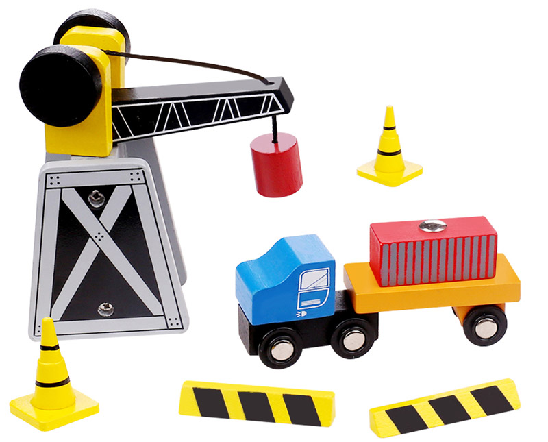 Mini Wooden Crane and Truck Set