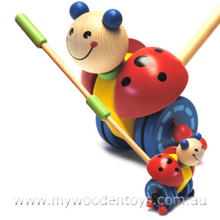 Wooden Pushing Lady Bird