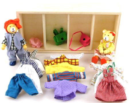 Wooden Toys Teddy Bears Wardrobe