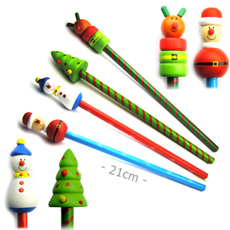 Wooden Christmas Pencil Set