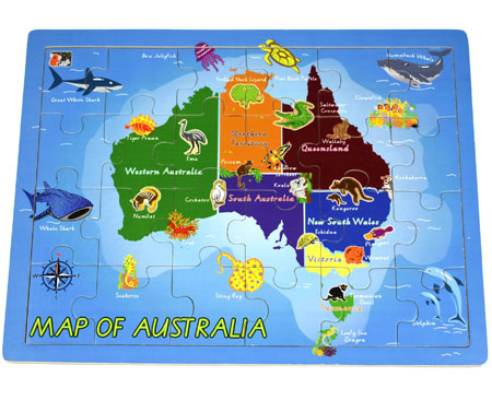 Wooden Jigsaw Puzzle Map of Australia