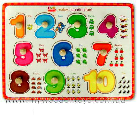 Knob Puzzle Numbers Counting Educational Toy at my Wooden Toys