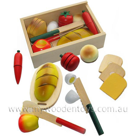 wooden play food picnic box cutting velcro toy at my wooden toys