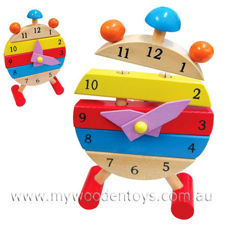 Pile Up Stacking Wooden Clock