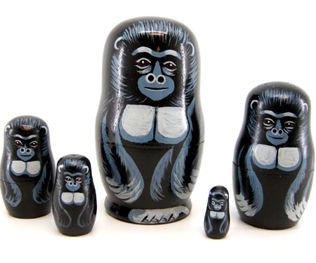 Wooden Gorilla Russian Nesting Dolls