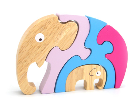 Wooden Stacking Puzzle Elephants