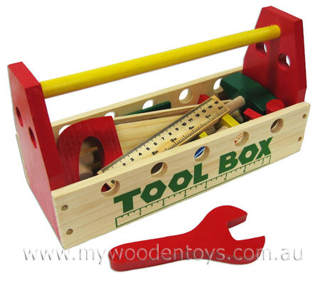 Wooden Toy Tool Box Tools Set