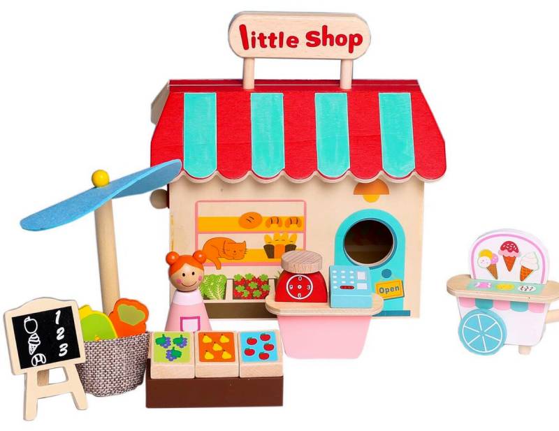 Wooden Toy Shop Grocery Store Playset - MyWoodenToys