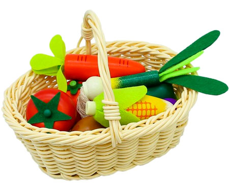 Wooden toy vegetable basket  corn onion felt  my wooden toys