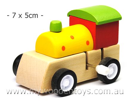 Wooden Wind Up Train Yellow