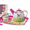 Tin Tea Set Pink Butterfly 15 Piece Detail-2