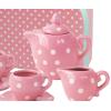 Polka Dot Porcelain Tea Set Pink 13 Piece Detail-4