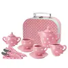 Polka Dot Porcelain Tea Set Pink 13 Piece