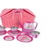 Tin Tea Set Rose Picnic Basket 18 Piece Detail-2