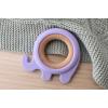Silicone and Wood Elephant Teether Purple Detail