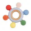 Silicone and Wooden Teether Ring Blue