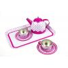 Tin Tea Set Pink Polka Dots 15pc Detail-Four