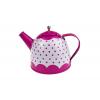 Tin Tea Set Pink Polka Dots 15pc Detail