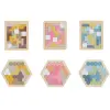 Wooden Hexagon Pentomino Brainteasers Set of Six