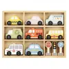 Wooden Transport Vehicles And Road Signs Set