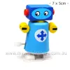 Wooden Wind Up Robot Blue