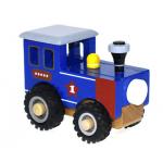 Blue Wooden Train With Rubber Wheels