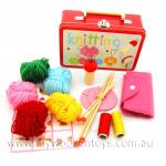 Knitting Kit Wooden In Tin Suitcase