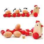 Pull Along Wooden Chicken & Eggs