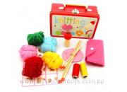 Knitting Kit Wooden In Tin Suitcase