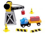 Mini Wooden Crane and Truck Set