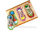 Wooden Toy Lace Up Shoe Puzzle