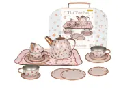 Tin Tea Set Gold Star in Suitcase