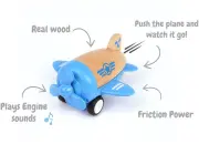 Wood and Plastic Blue Prop Plane with Sound