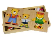 Wooden Bear Family Dress-Up Puzzle