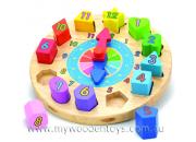 Block Sorting Wooden Round Clock