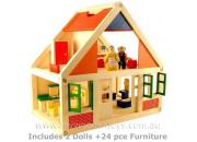 Wooden Doll House With Furniture