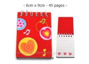 Wood Notebook Heart Red