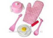 Wooden Toy Pink Cooking Set