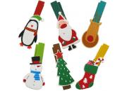 Wooden Christmas Pegs Six